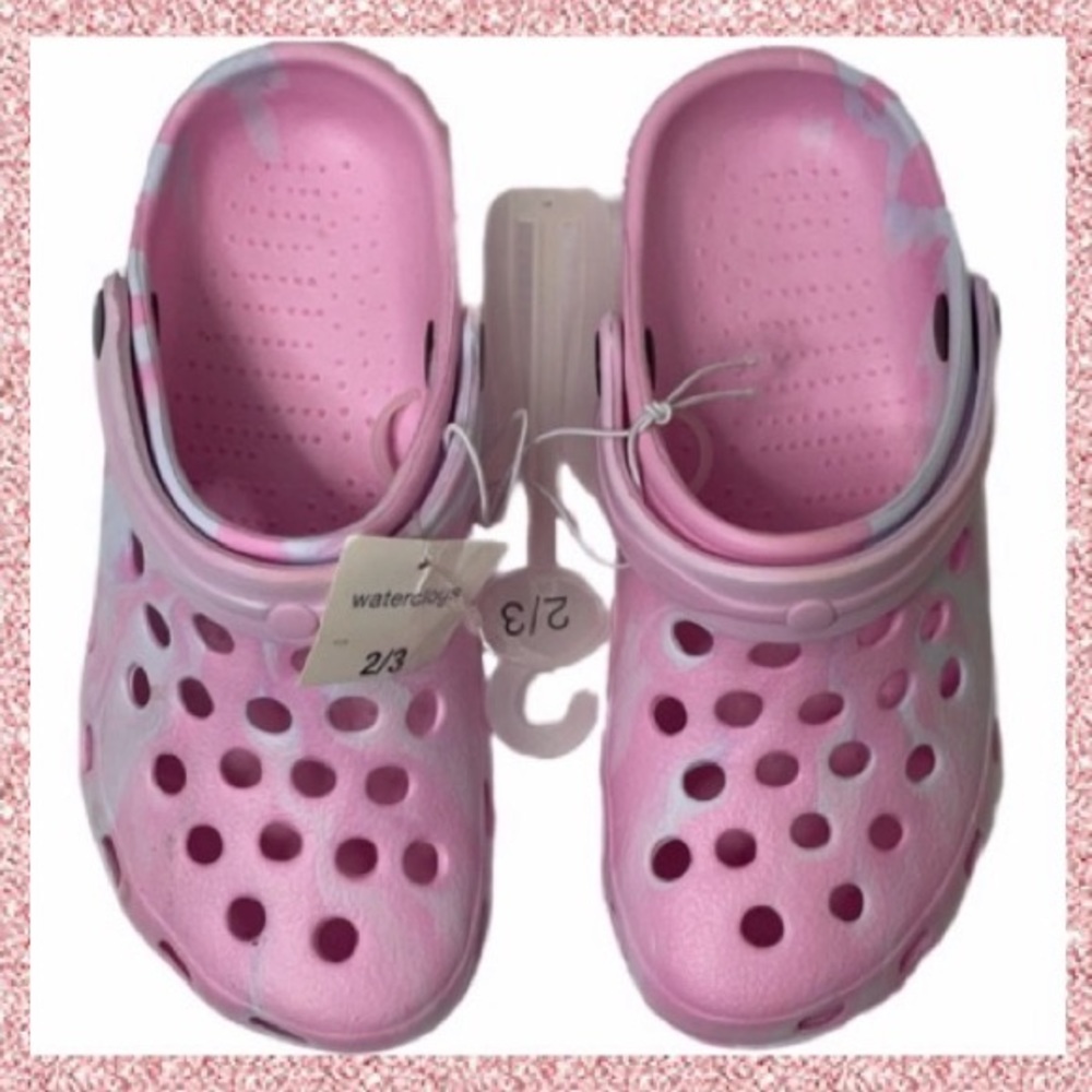 Tie Dye Pink & White Crocs Styled Water Clogs Crocs Style Slip On Shoe